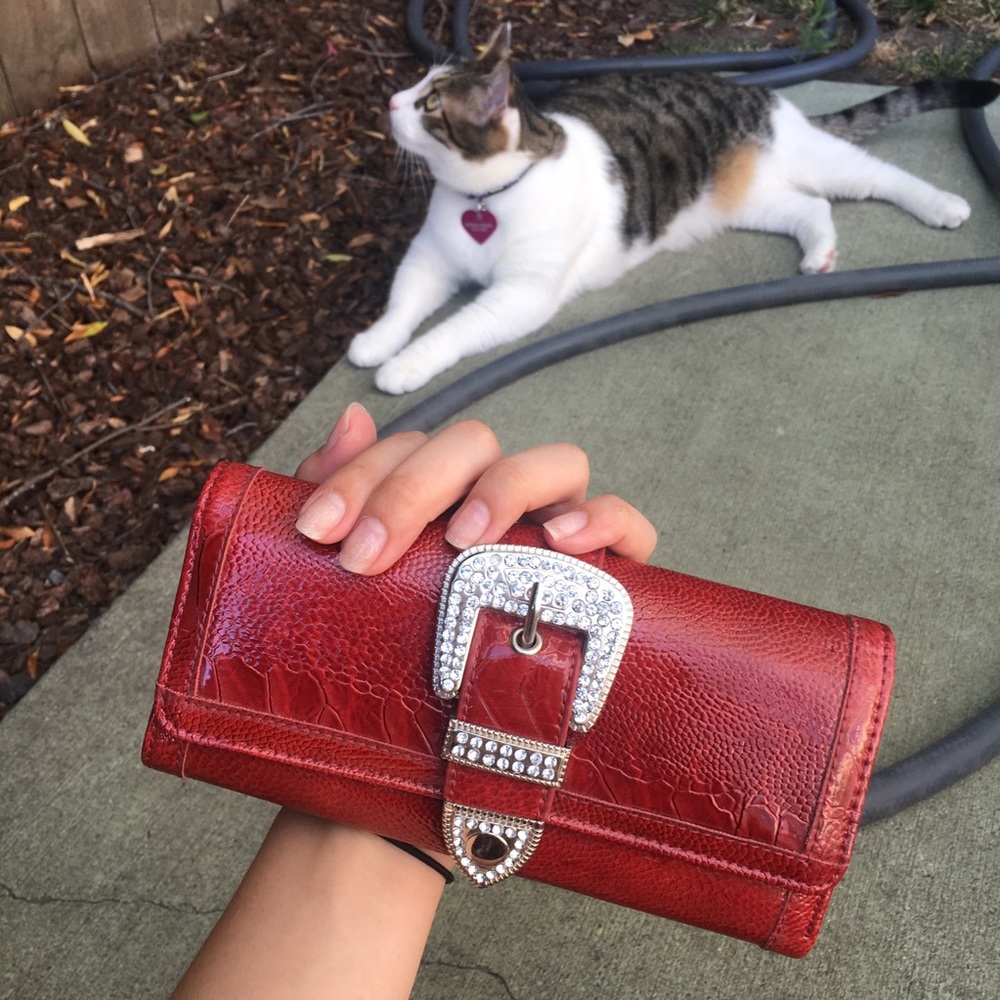 ❤️💔RED HOT BEDAZZLED SNAKESKIN WESTERN WALLET💔❤️